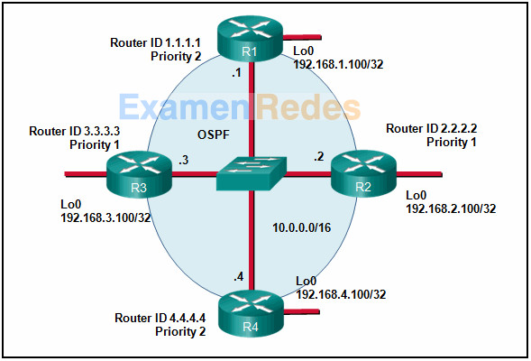 Módulos 1 - 2: Examen de configuración y conceptos OSPF Respuestas 24